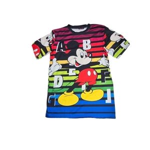 Disney Mickey Mouse Rainbow Graphic T-Shirt XL Cotton Blend Short Sleeve